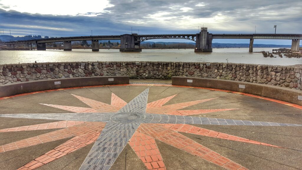 Compass Rose and Chehalis River Bridge in Aberdeen, WA